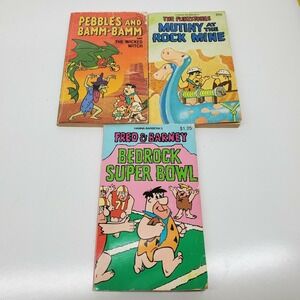 VTG LOT 3 FLINSTONES FRED & BARNEY PEBBLES AND BAMM-BAMM PAPERBACK 1978-81
